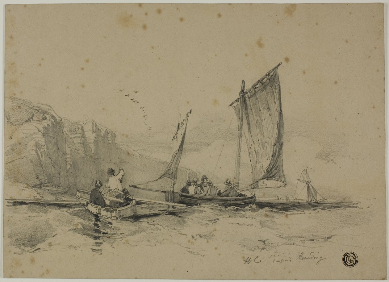 Barche da pesca vicino alle scogliere da James Duffield Harding