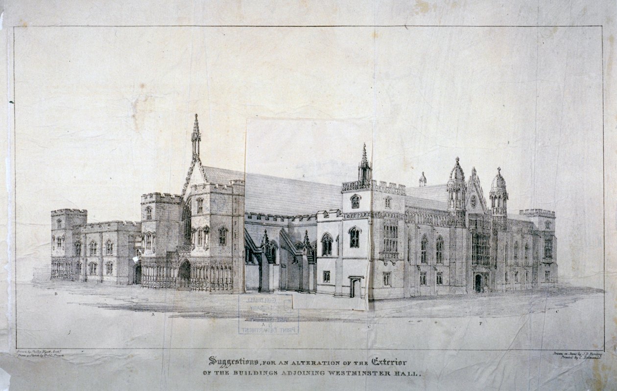 Suggerimenti per modifiche agli edifici adiacenti Westminster Hall, Londra da James Duffield Harding
