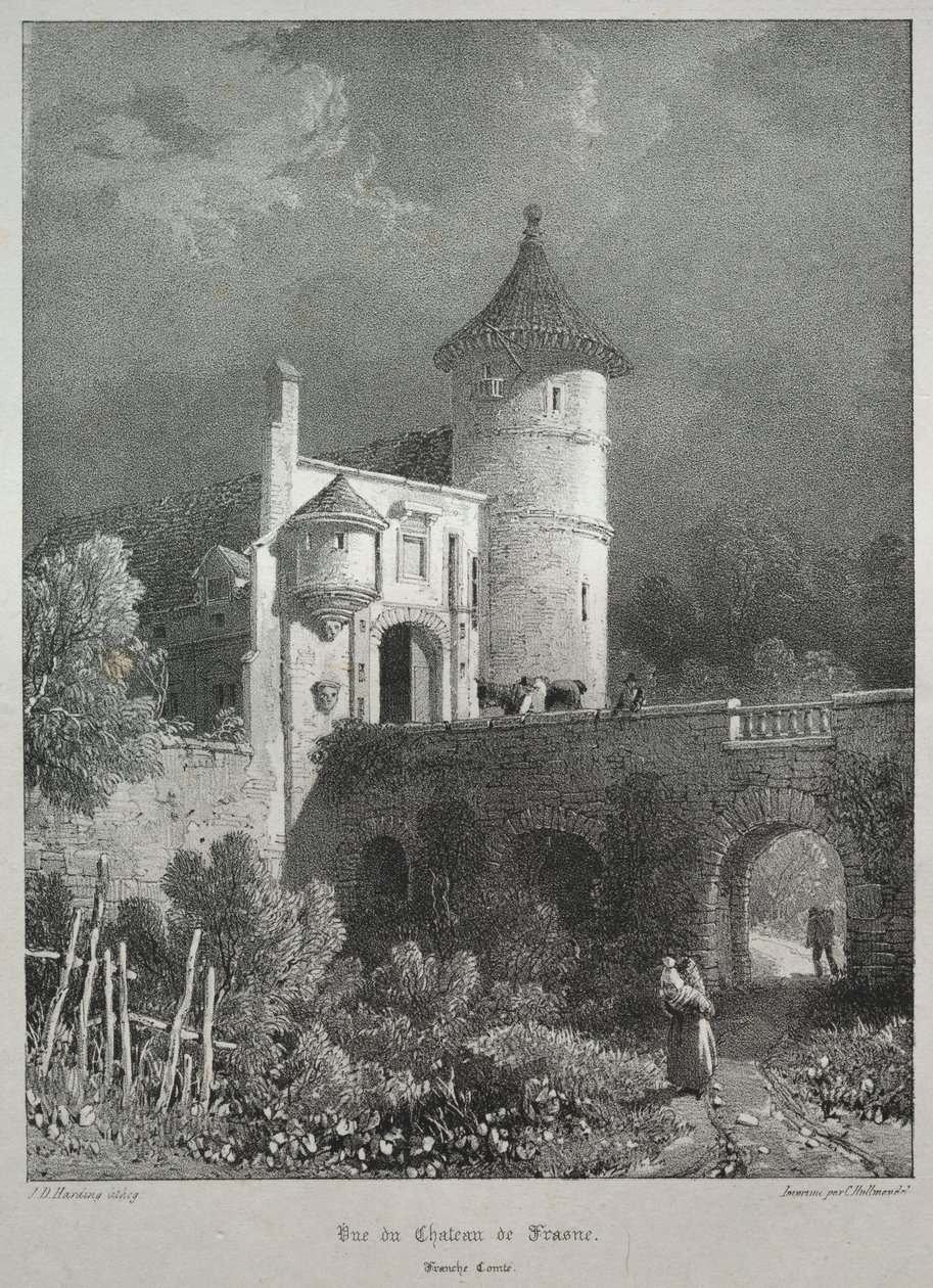 Viaggi pittoreschi e romantici nella vecchia Francia. Franche-Comté: Vista del Castello di Frasne da James Duffield Harding
