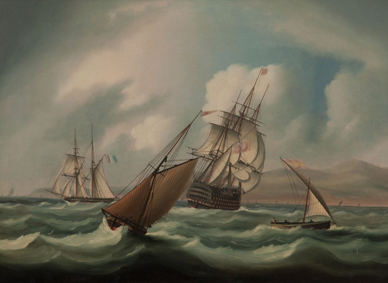 First Rater e altre imbarcazioni al largo della costa spagnola da James E. Buttersworth