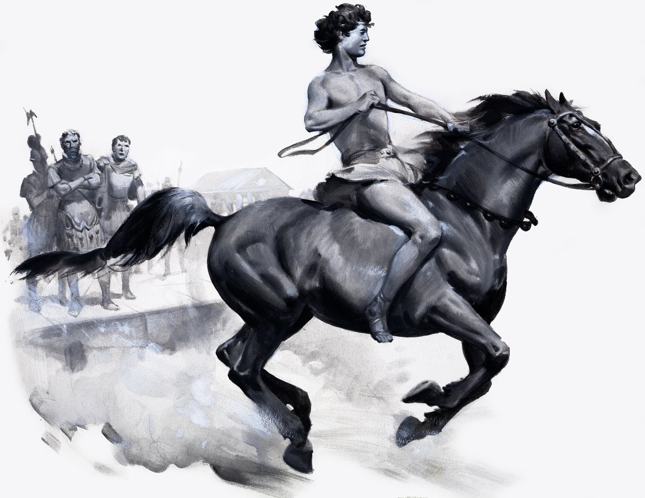Alessandro Magno a cavallo di Bucefalo (gouache su carta) da James Edwin McConnell
