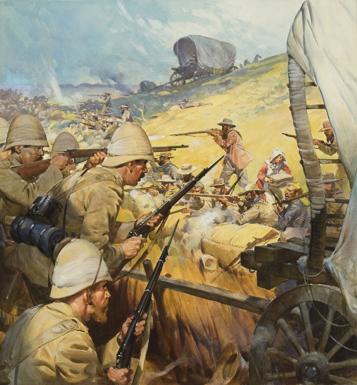Scaramuccia della guerra boera (gouache su carta) da James Edwin McConnell