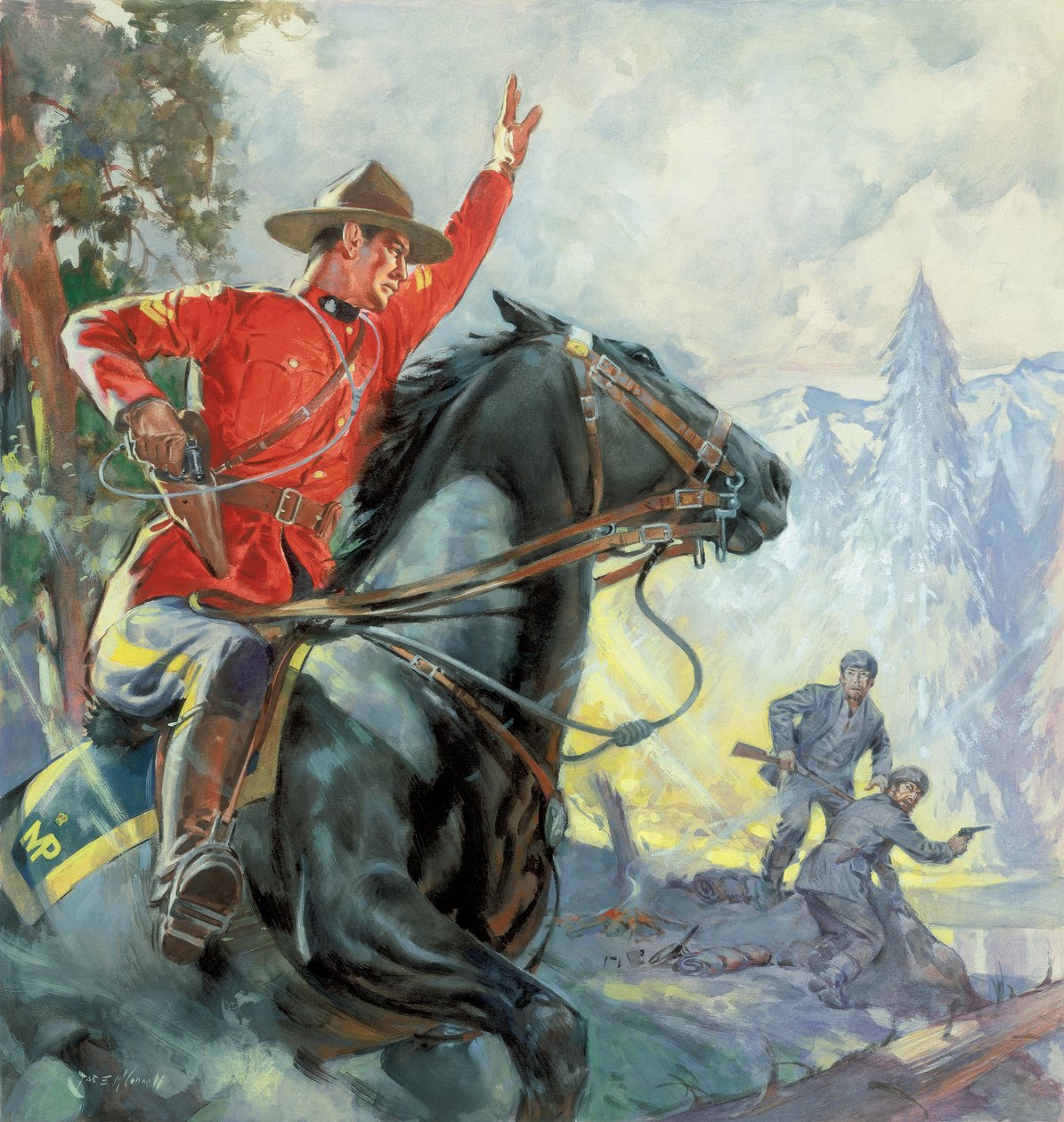 Canadian Mounties (guazzo su carta) da James Edwin McConnell