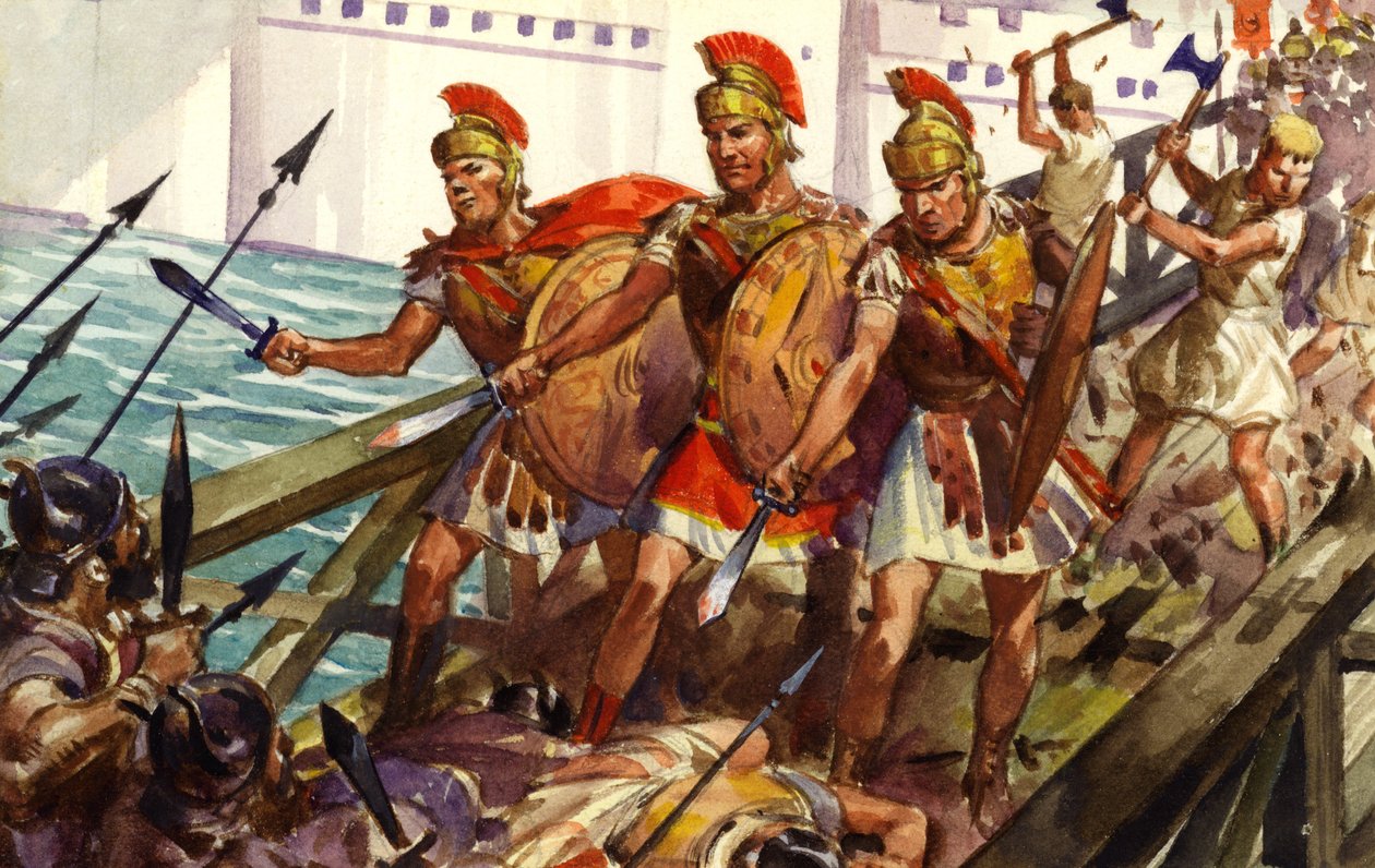 Orazio Cocle che difende il Pons Sublicius (guazzo su carta) da James Edwin McConnell