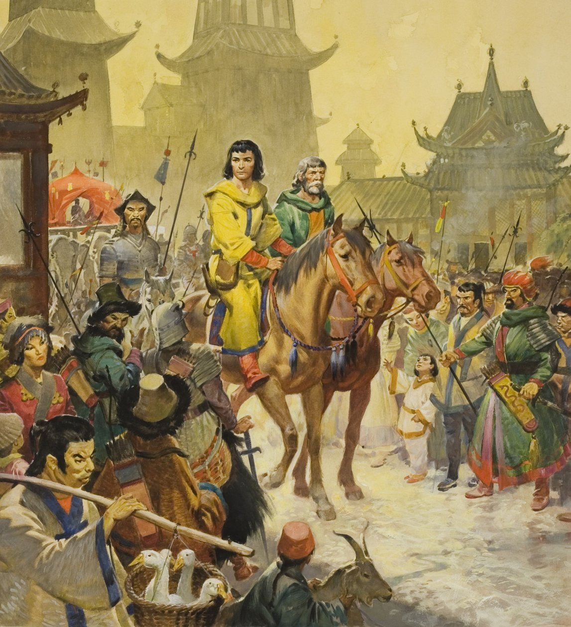 Marco Polo a Pechino, XX secolo (gouache su carta) da James Edwin McConnell