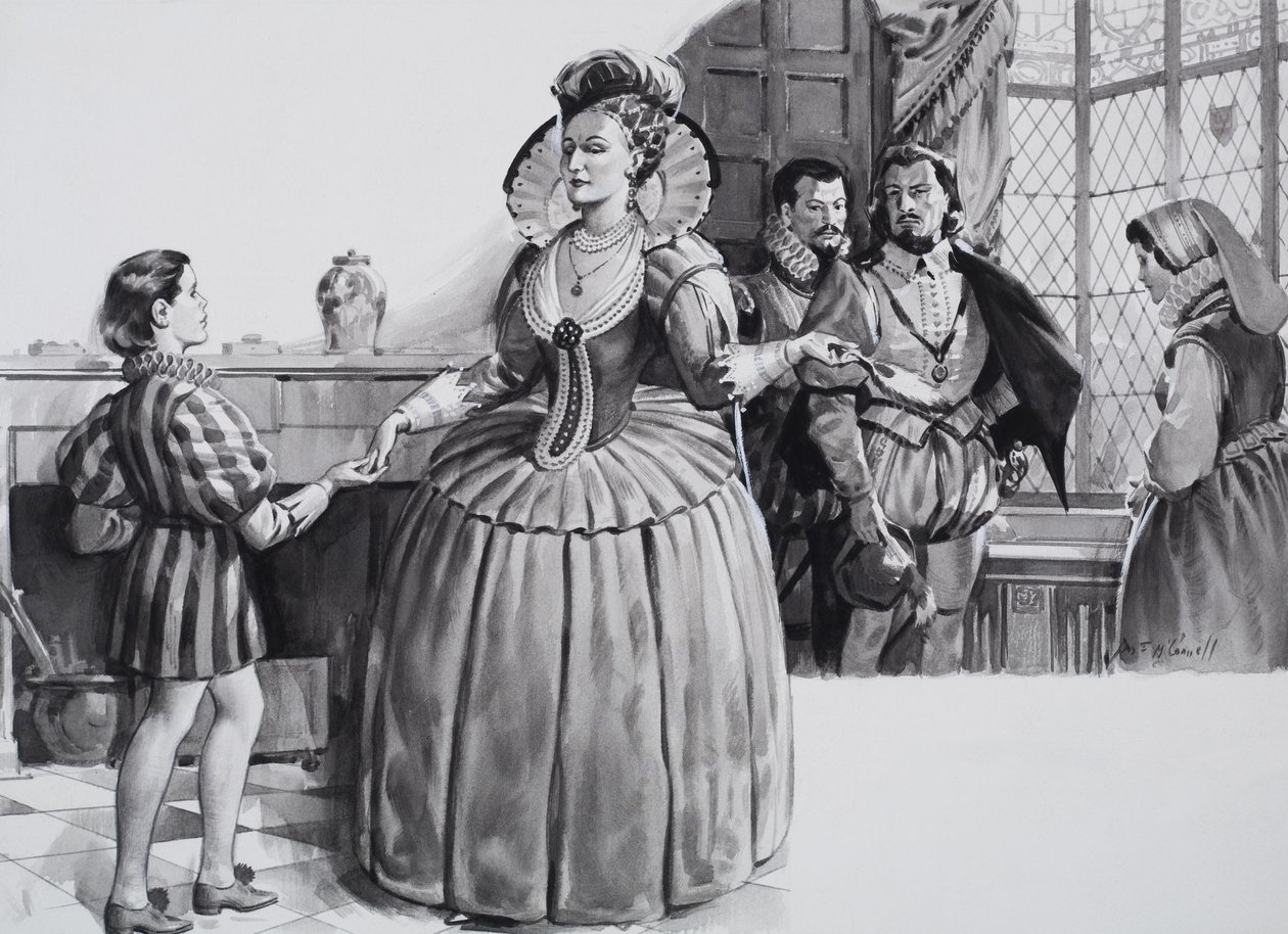 Il giovane Francis Bacon e la regina Elisabetta I (gouache su carta) da James Edwin McConnell
