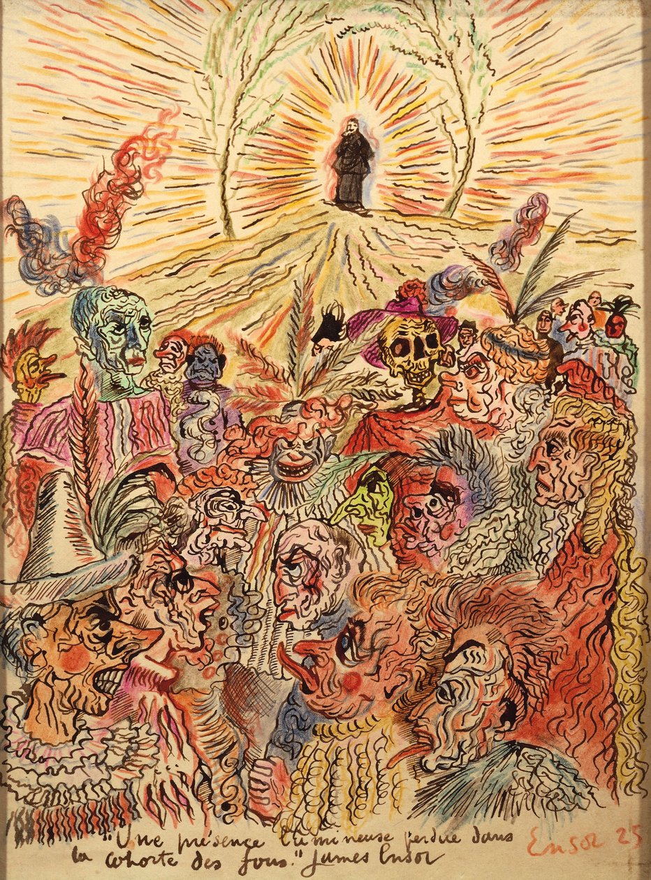 Presenza luminosa persa nella corte dei pazzi da James Ensor