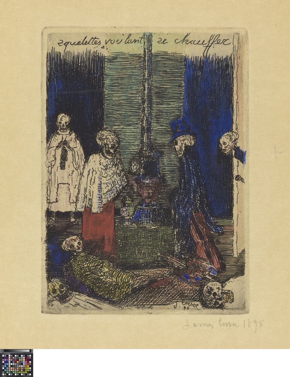 Skelette, die sich wärmen wollen da James Ensor