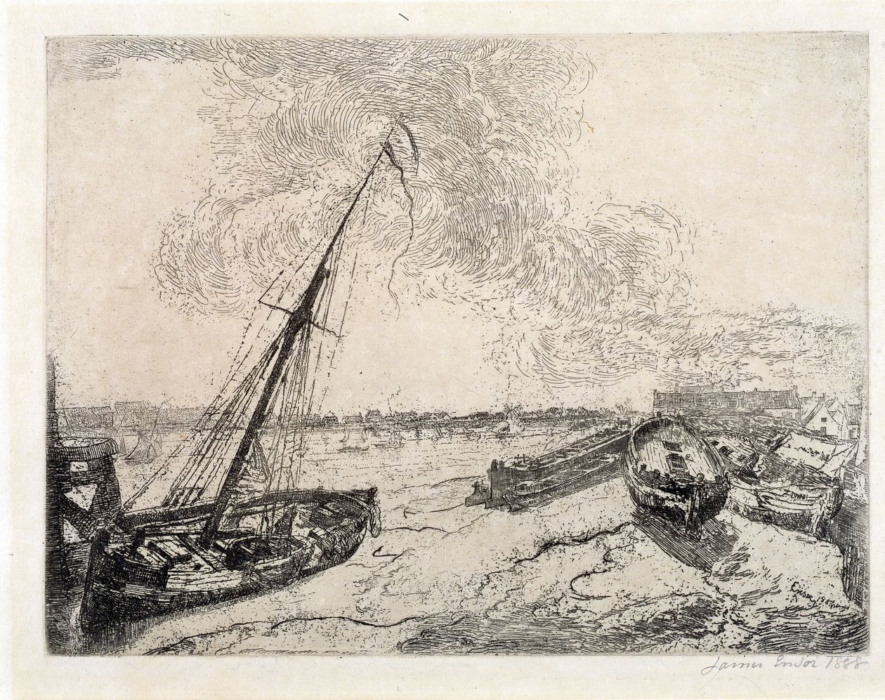 Barche arenate da James Ensor