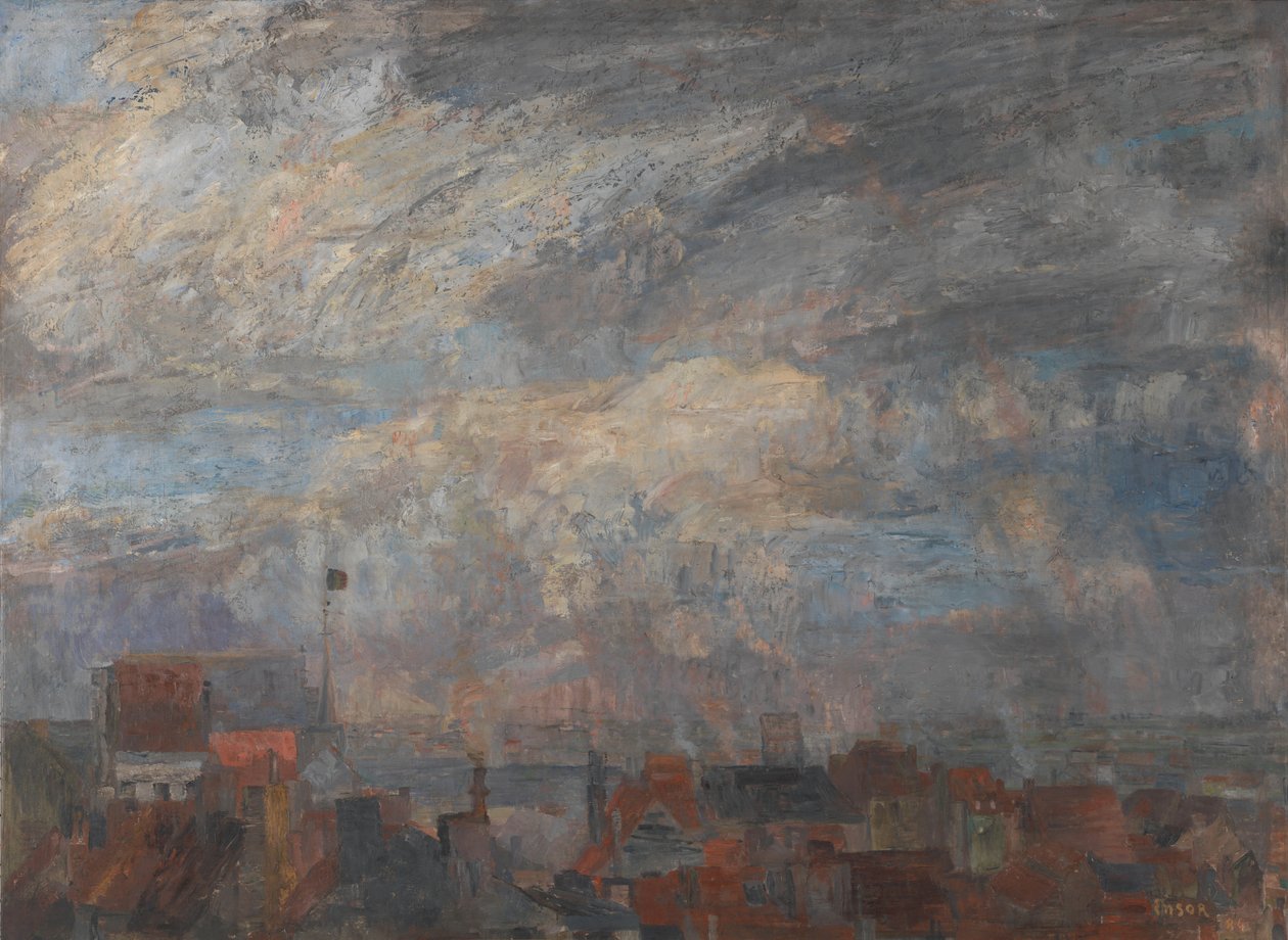 Ampia veduta sui tetti di Ostenda da James Ensor
