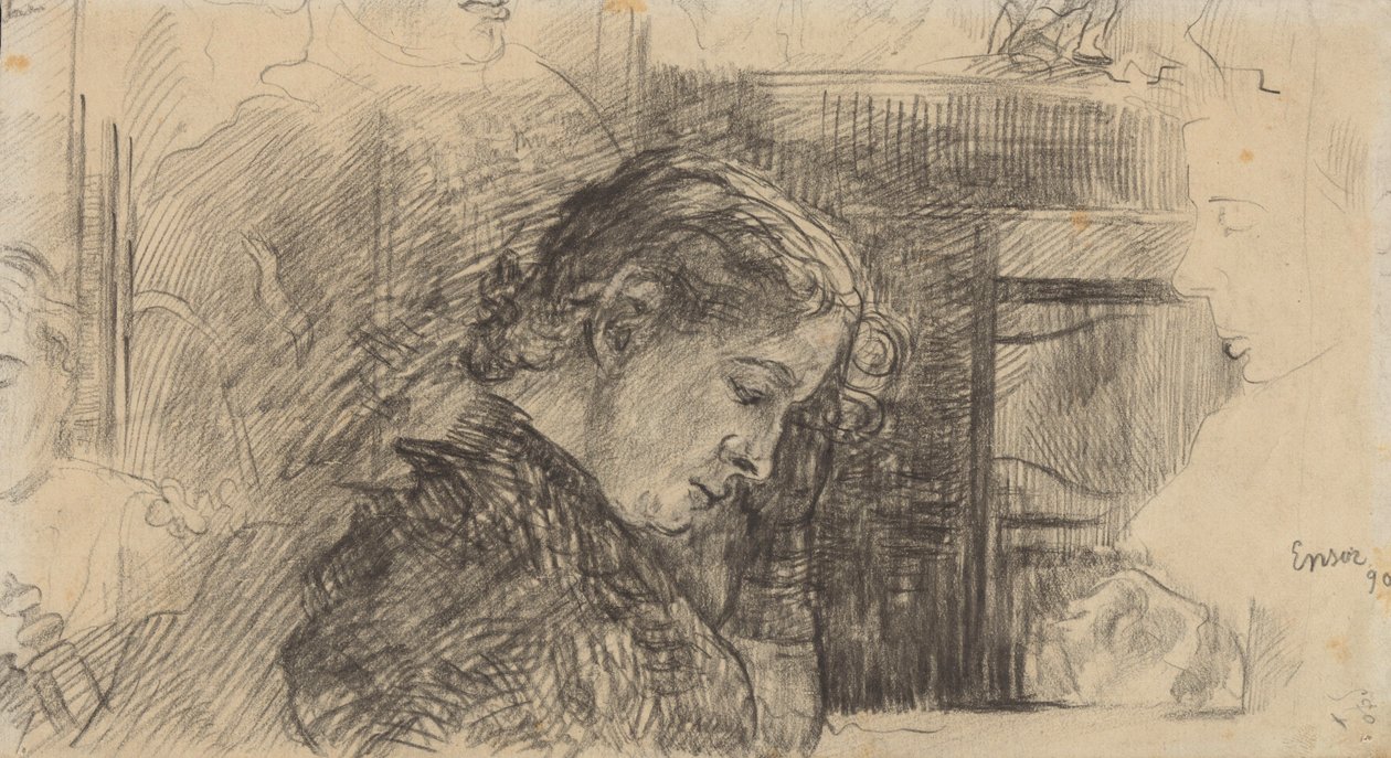 Profilo di una donna (Mariette Rousseau) e altre figure da James Ensor