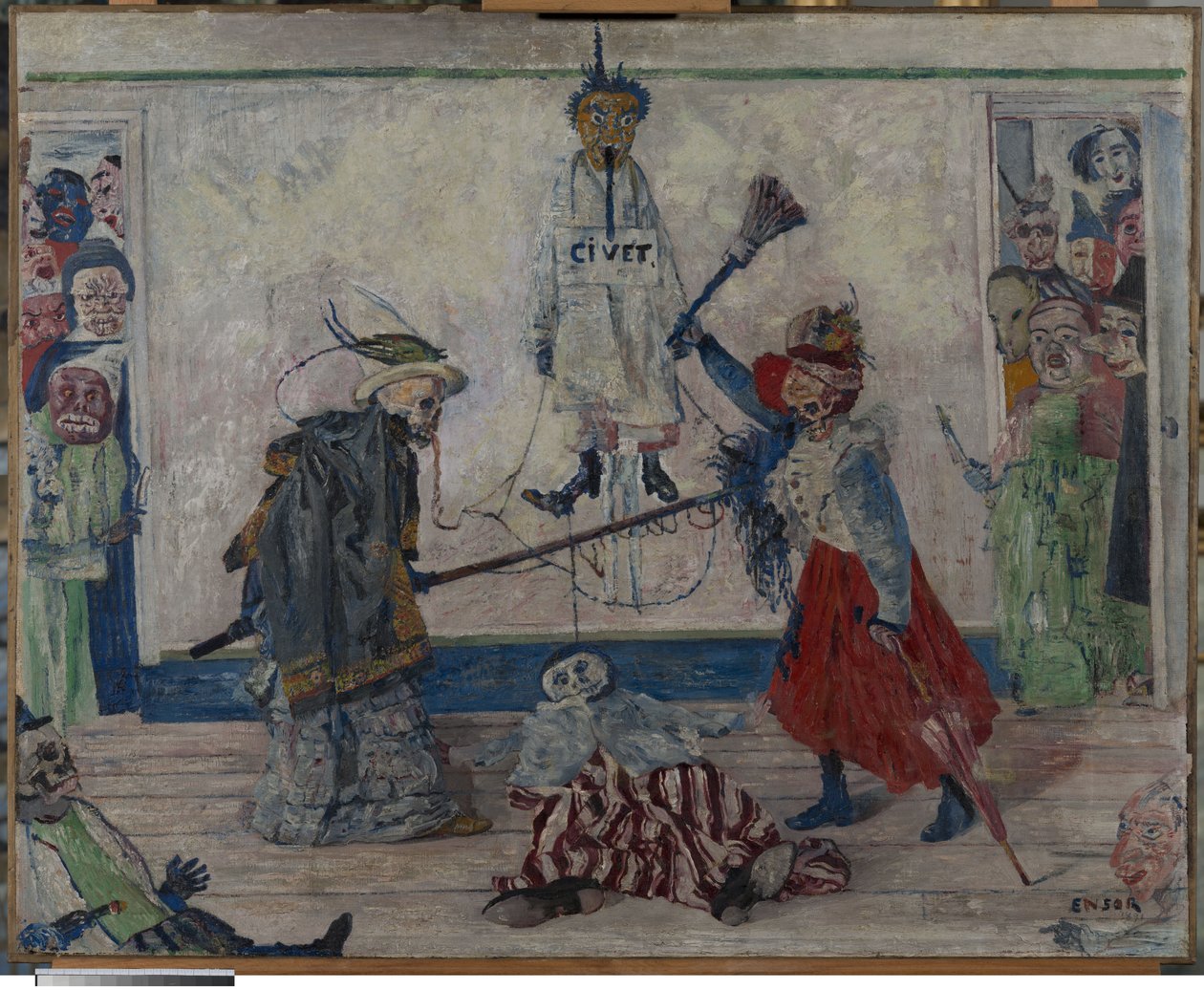 Scheletri che lottano per il corpo di un impiccato da James Ensor