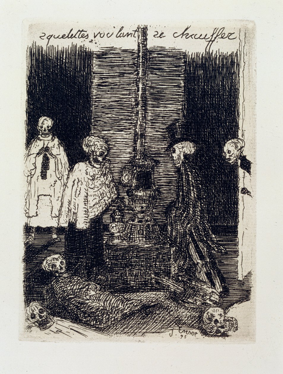 Scheletri che cercano di riscaldarsi da James Ensor