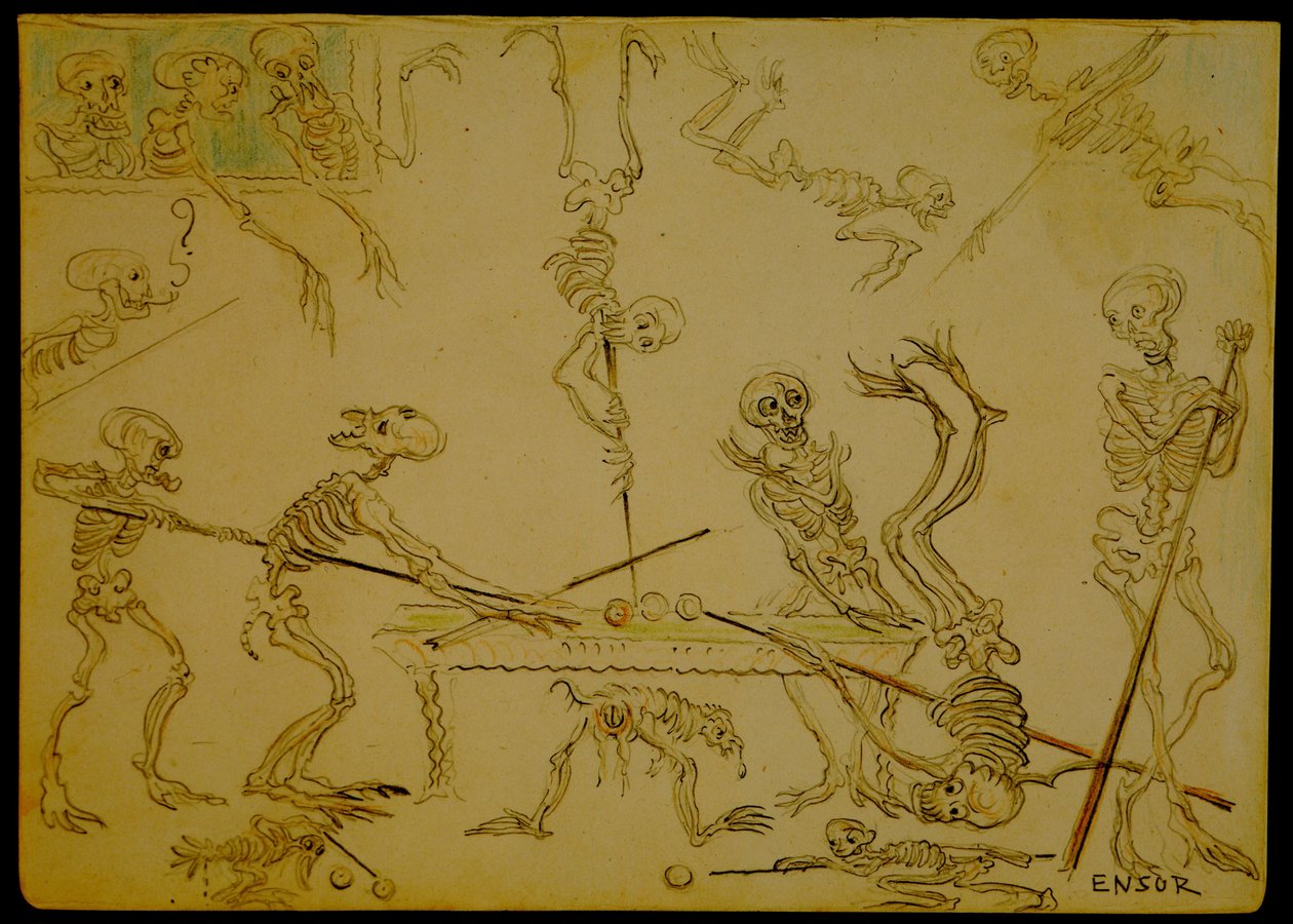 Skelette beim Billardspielen da James Ensor