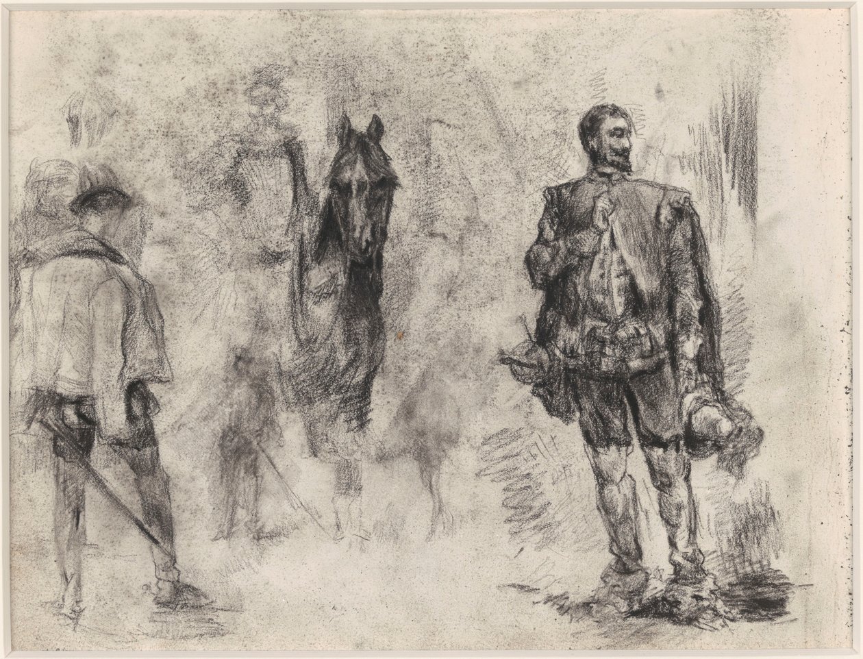 Spagnolo visto da dietro, cavaliere e spagnolo con un dito alzato da James Ensor