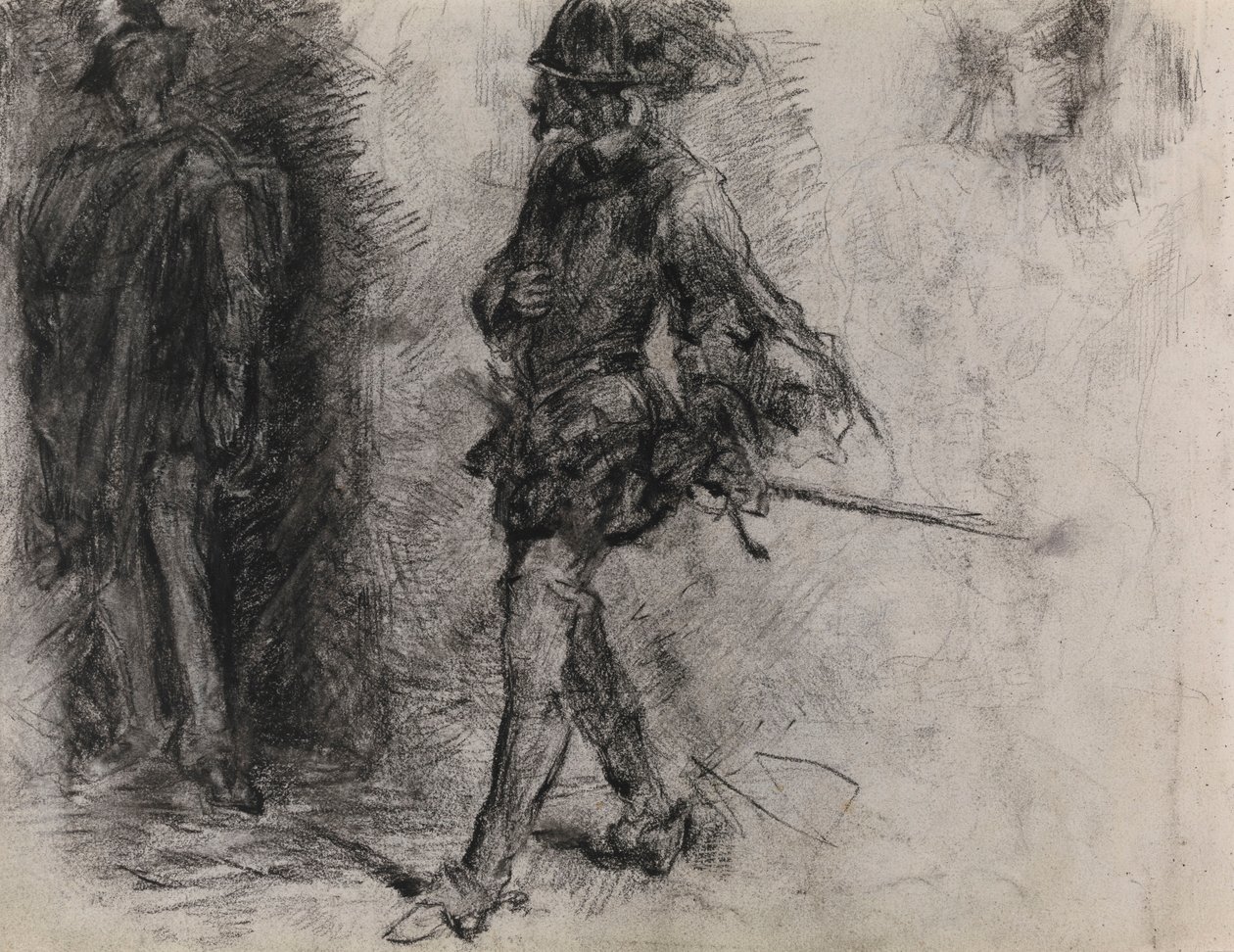 Uno spagnolo in piedi all’ombra, un altro uomo e una testa di profilo da James Ensor