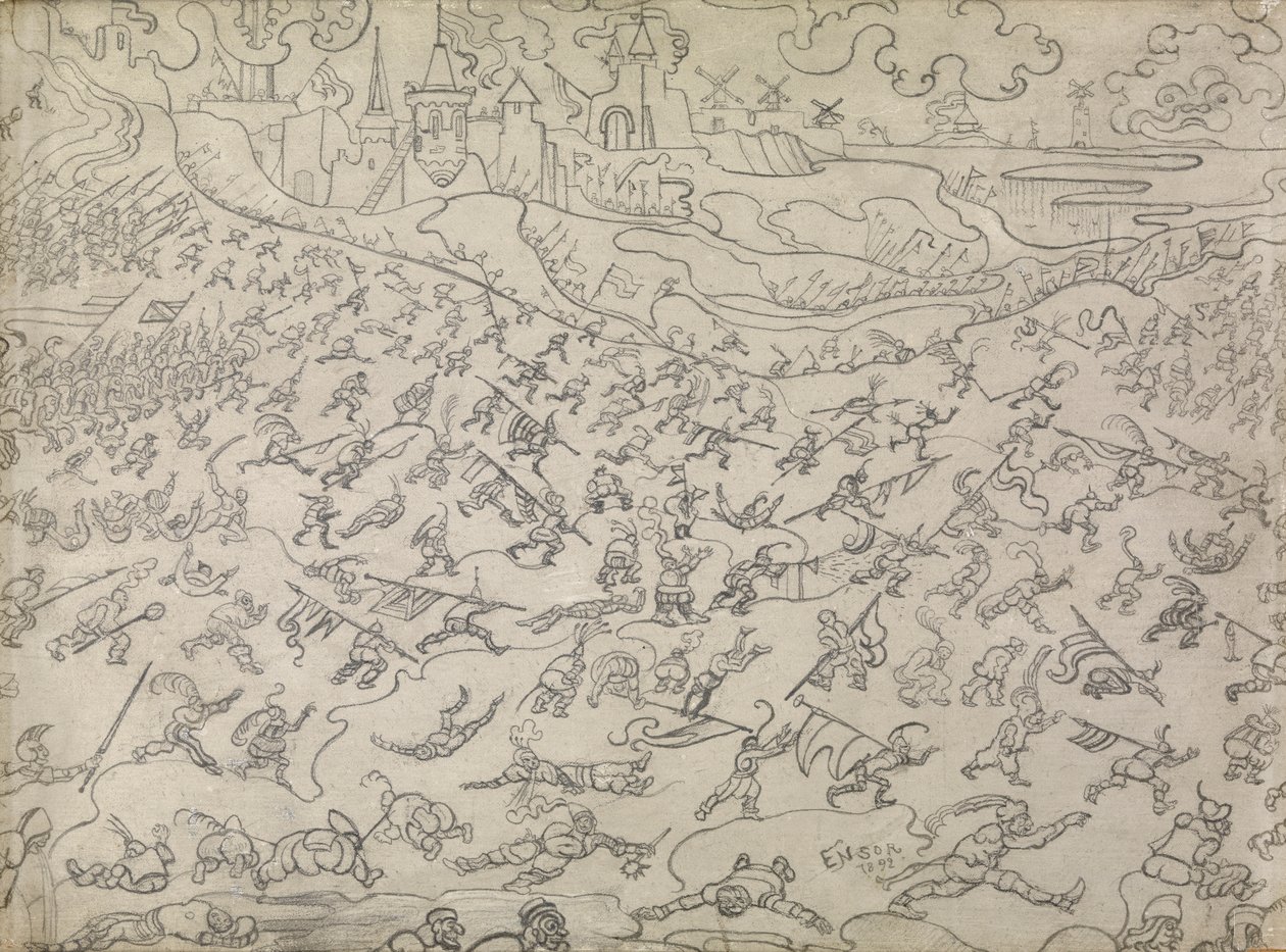 I mercenari dissoluti (matita su carta) da James Ensor