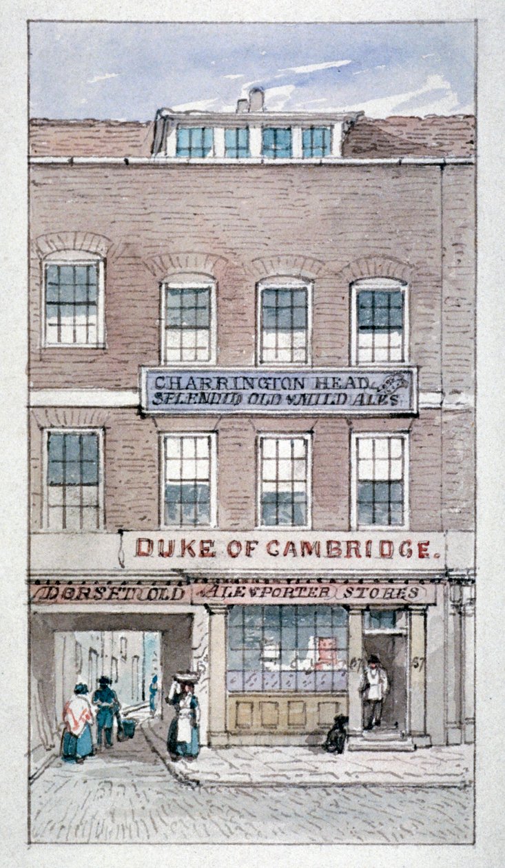 Vista della taverna del Duca di Cambridge, Shoe Lane, Città di Londra, c. 1840 da James Findlay