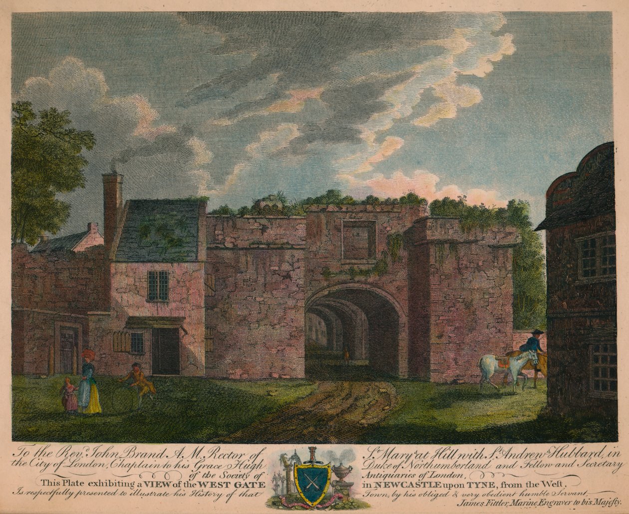 Veduta del West Gate a Newcastle upon Tyne, da Ovest, c1780, 1905 da James Fittler
