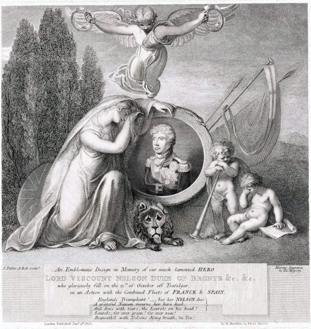 Disegno iconico in memoria del nostro defunto eroe Lord Visconte Horatio Nelson (1758-1805) da James Fittler
