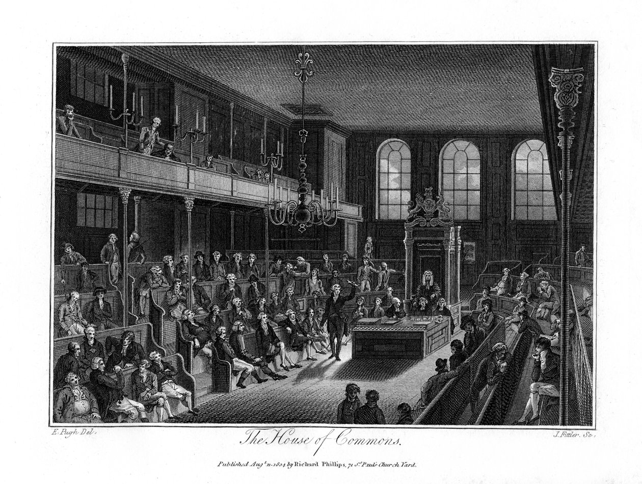 La Camera dei Comuni, Londra, 1804 da James Fittler