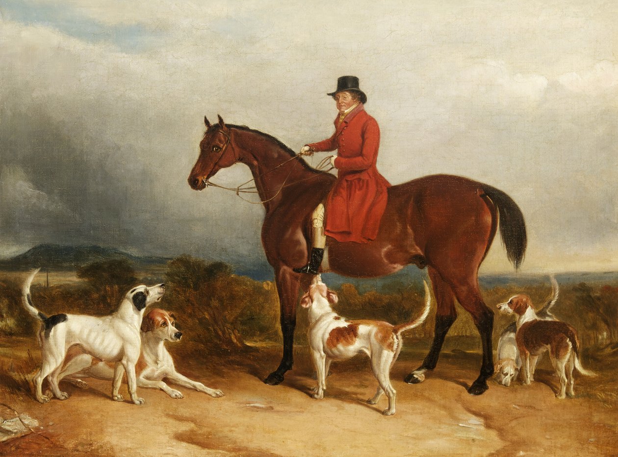 William Phillips di Risca Manor, Monmouthshire con cani da caccia da James Flewitt Mullock