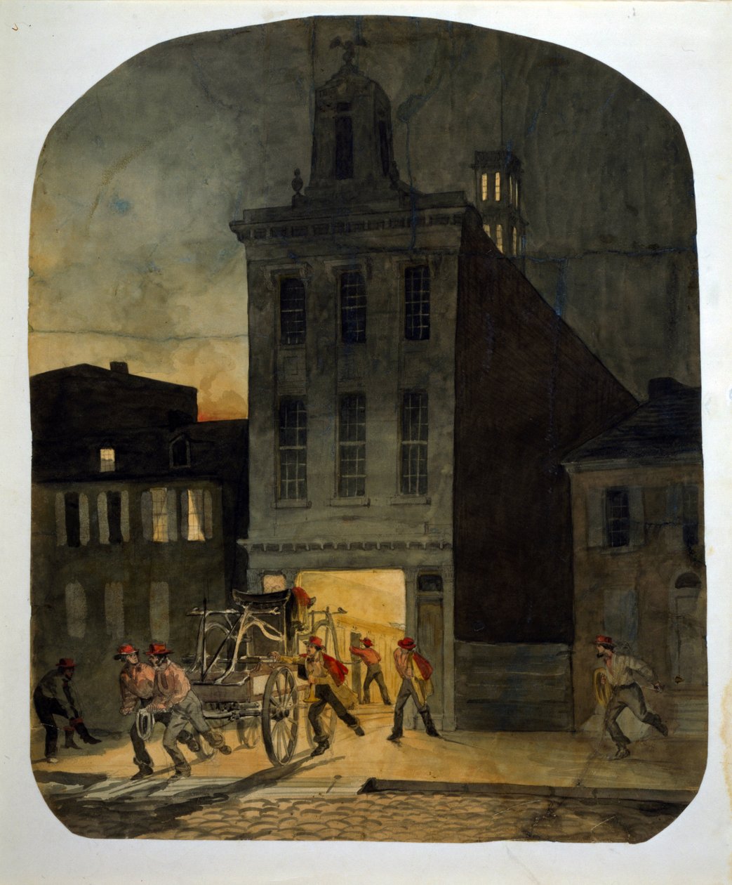 La brigata dei pompieri di Filadelfia lascia la caserma per andare sulla scena di un incendio da James Fuller Queen