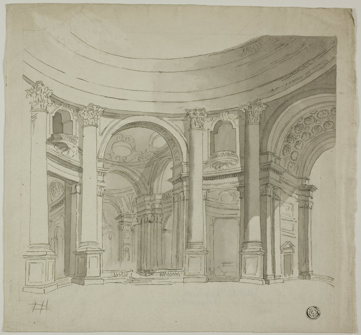 Interno della chiesa a cupola da James Gandon