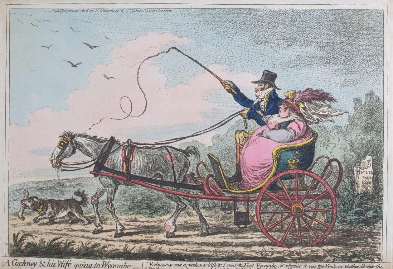 Un Cockney e sua moglie in viaggio verso Wycombe, pubblicato da Hannah Humphrey nel 1805 da James Gillray