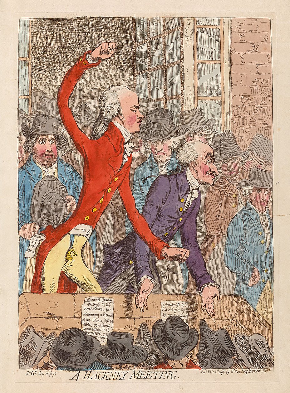 Un incontro di Hackney, pub. 1796 da James Gillray