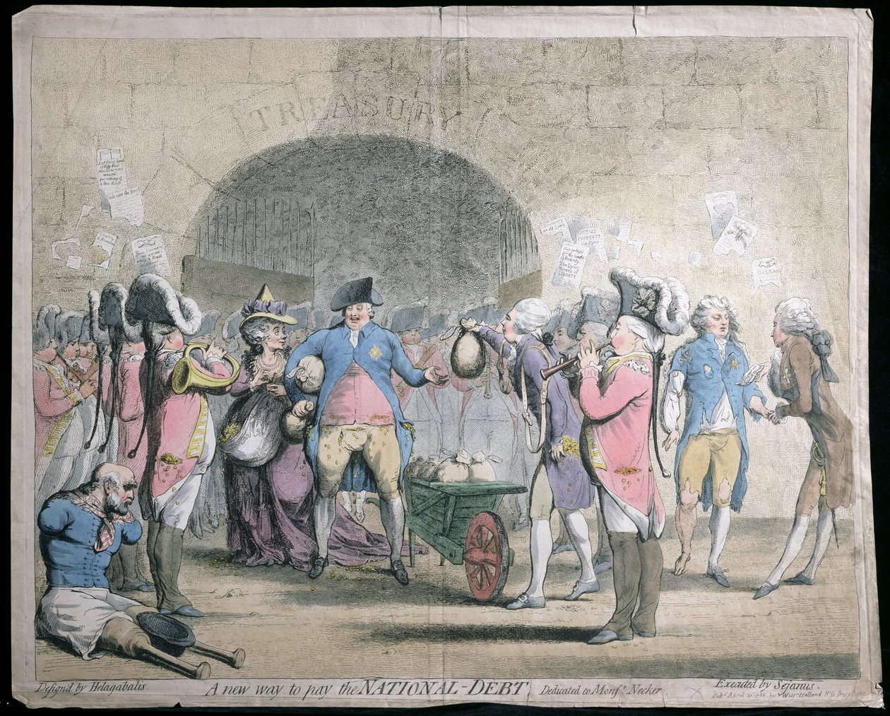 Un nuovo modo per pagare il debito nazionale, pubblicato da W. Holland nel 1786 da James Gillray