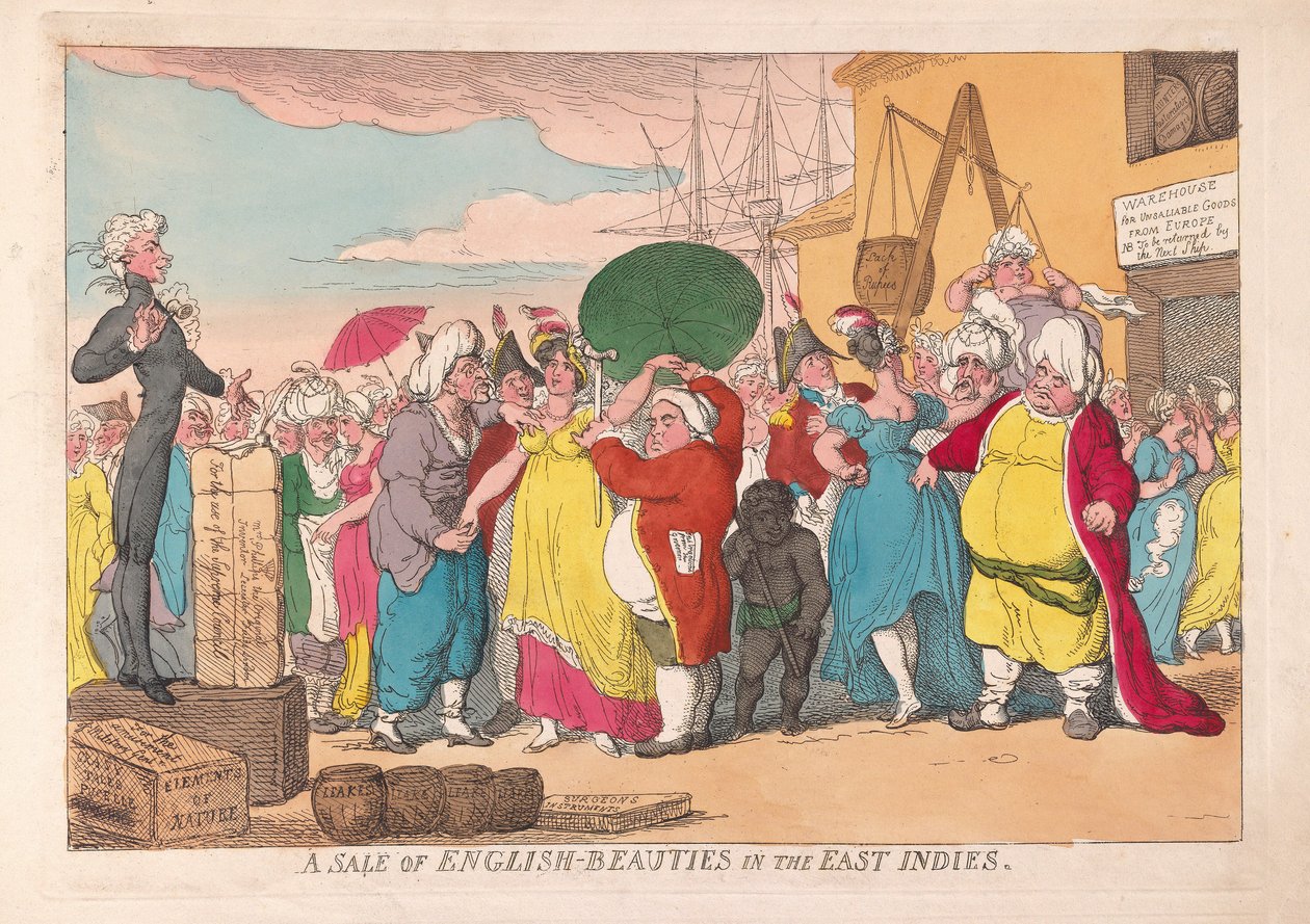 Una vendita di bellezze inglesi nelle Indie orientali, pub. 1786 da James Gillray