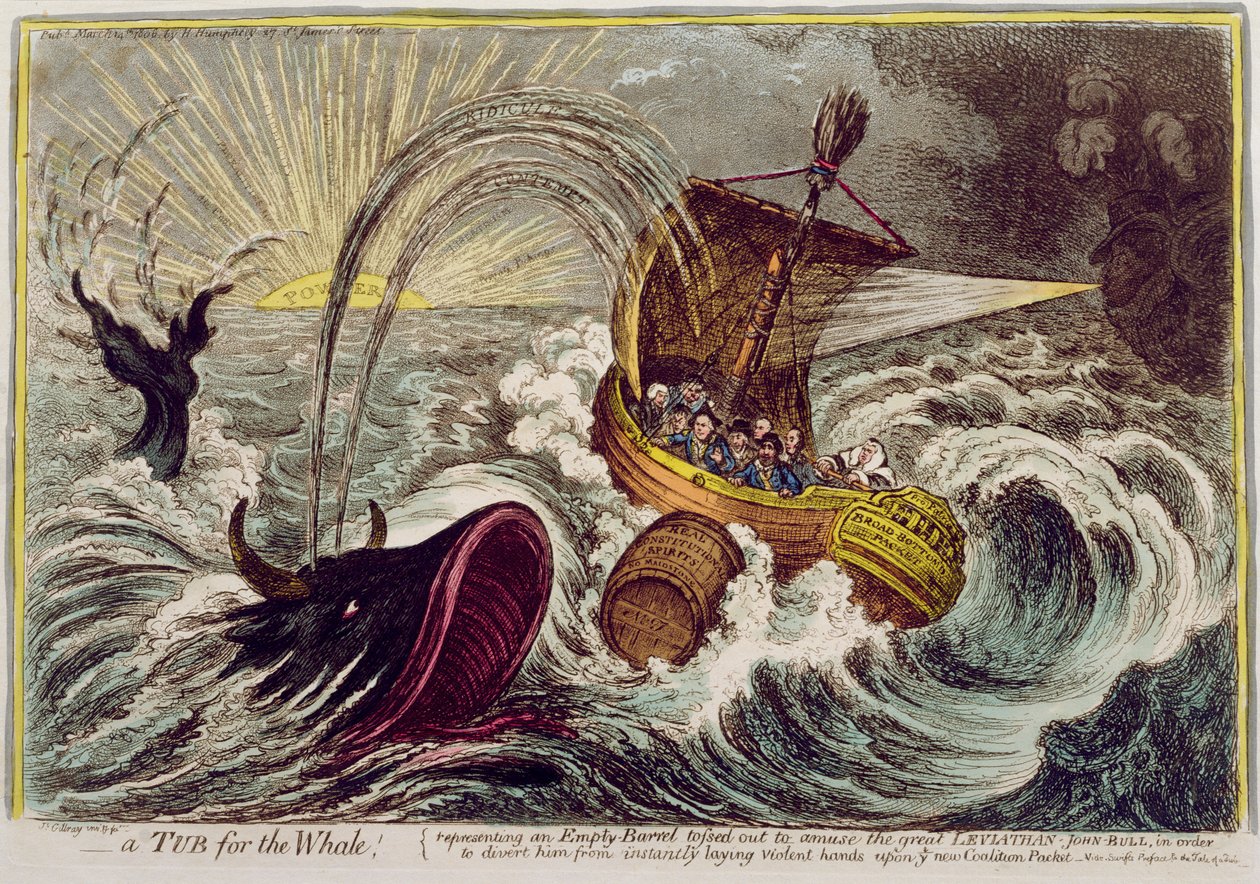 Una vasca per la balena! pubblicato da Hannah Humphrey nel 1806 da James Gillray