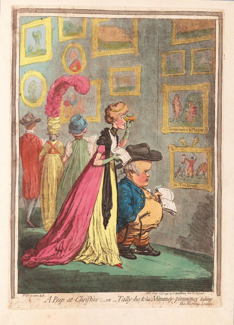 Uno sguardo a Christies; - o - tally-ho, e il suo Nimeny-pimmeney che prende il giro mattutino, pub. 1796 da James Gillray