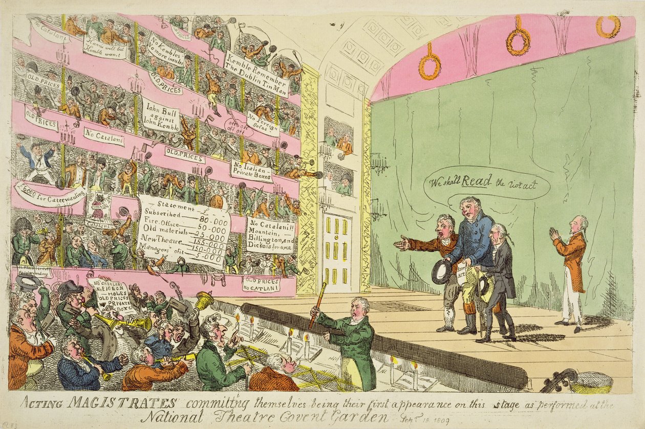 Magistrati in carica che si impegnano, alla loro prima apparizione al National Theatre Covent Garden da James Gillray