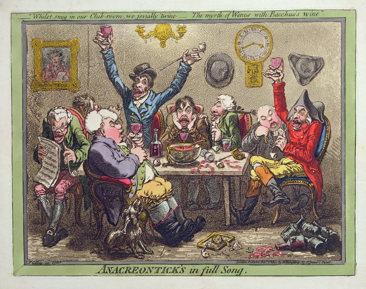 Anacreontick in pieno canto, pubblicato da Hannah Humphrey nel 1801 da James Gillray