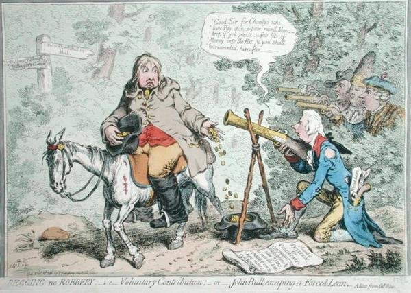 Chiedere non è rubare: cioè Contributo volontario, o John Bull che sfugge a un prestito forzato da James Gillray