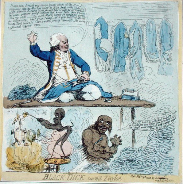 Black-Dick diventato sarto da James Gillray
