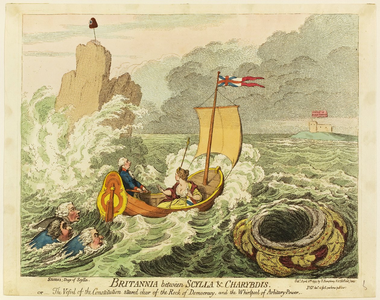 Britannia tra Scilla e Cariddi da James Gillray