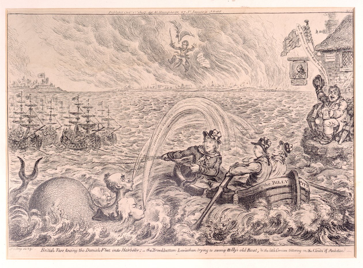 Marinai Britannici che Trainano la Flotta Danese in Porto, 1807 da James Gillray