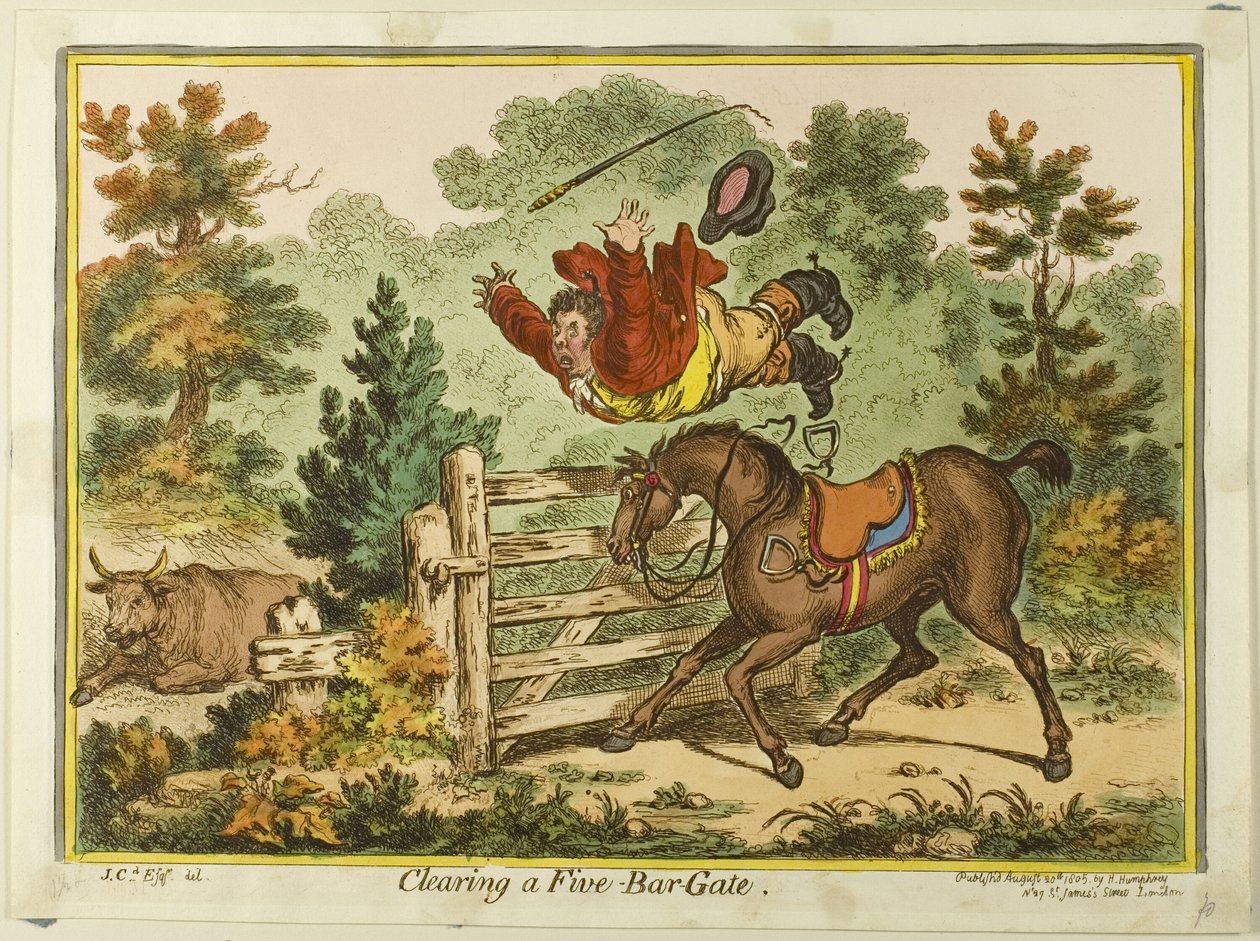Apertura di un cancello a cinque sbarre da James Gillray