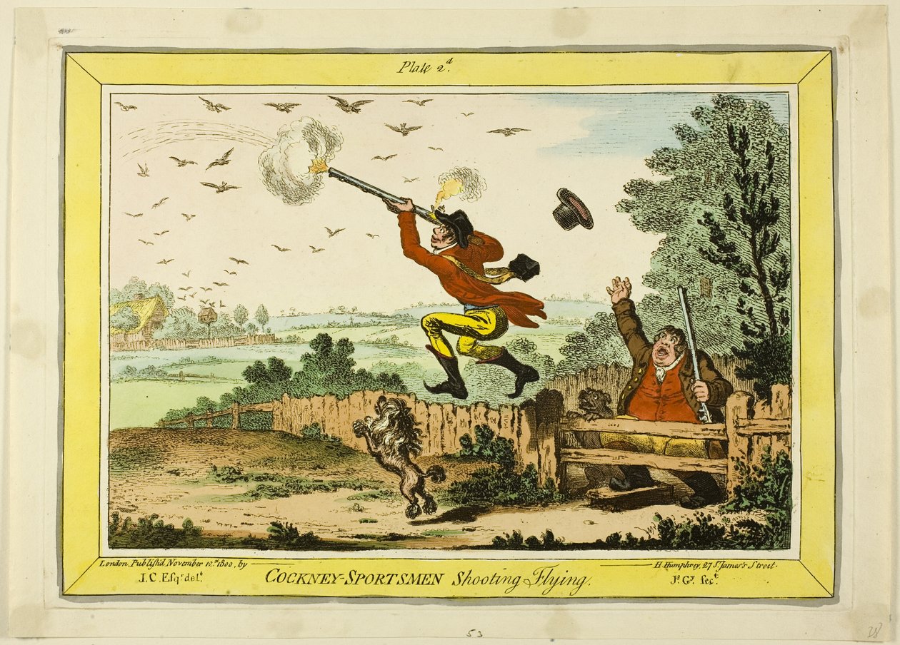 Sportivi cockney che sparano al volo da James Gillray