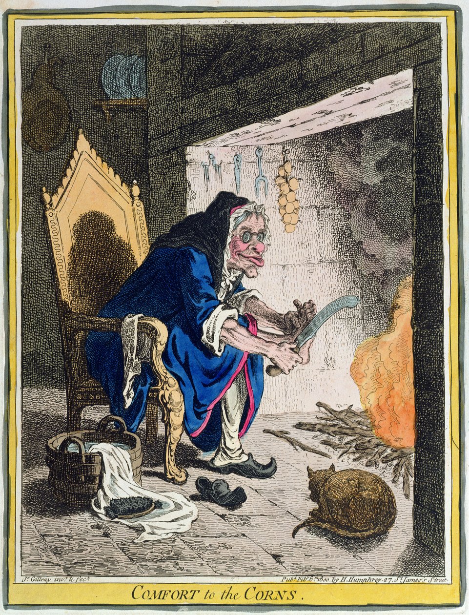 Conforto per i Calli, pubblicato da Hannah Humphrey nel 1800 da James Gillray