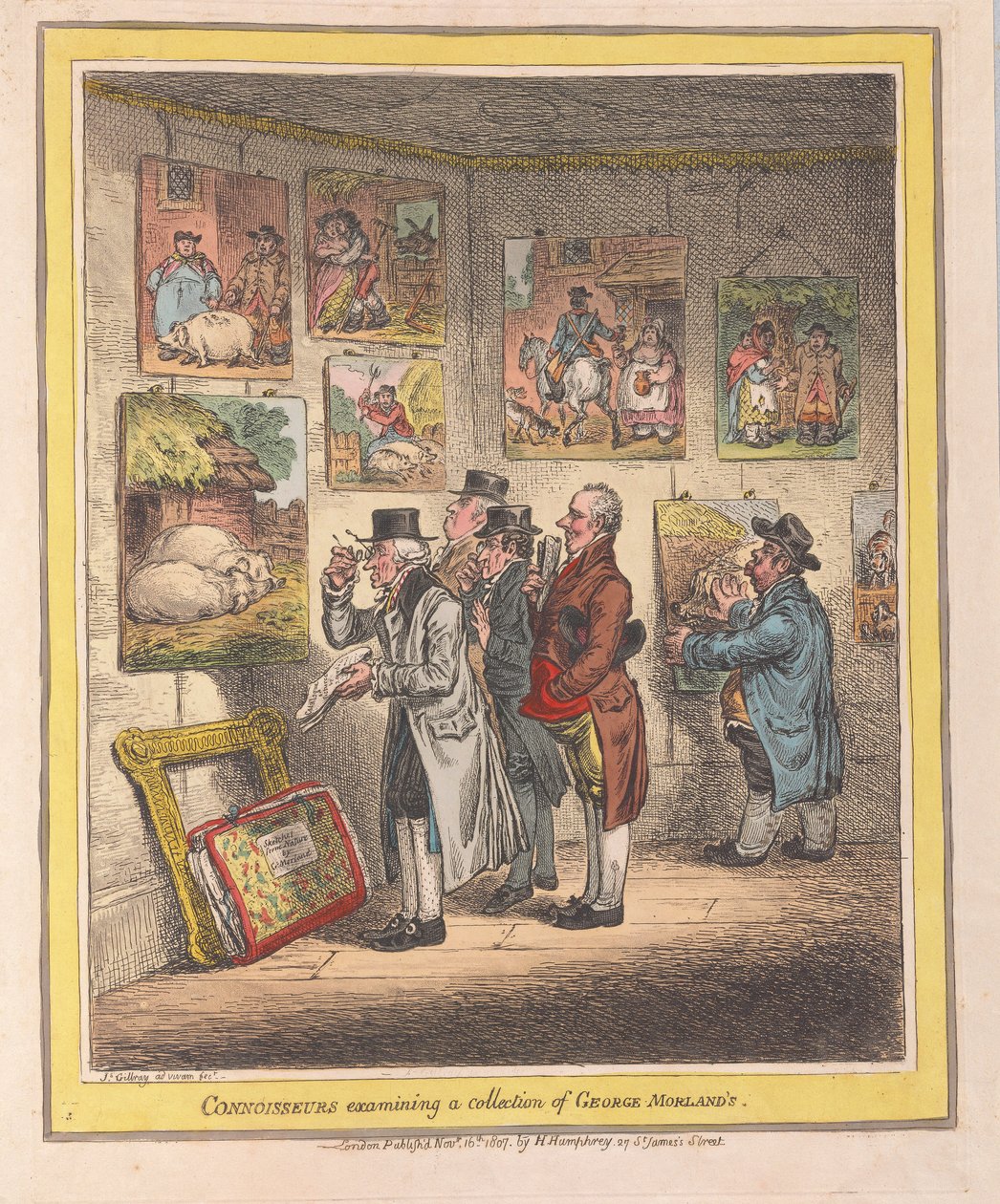 Connoisseurs che esaminano una collezione di George Morland da James Gillray