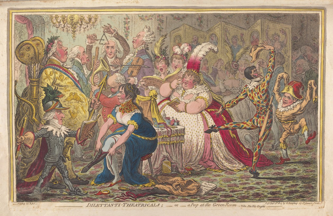 Teatrali dilettanti o uno sguardo alla sala verde, vide. Pic-Nic-Orgies da James Gillray