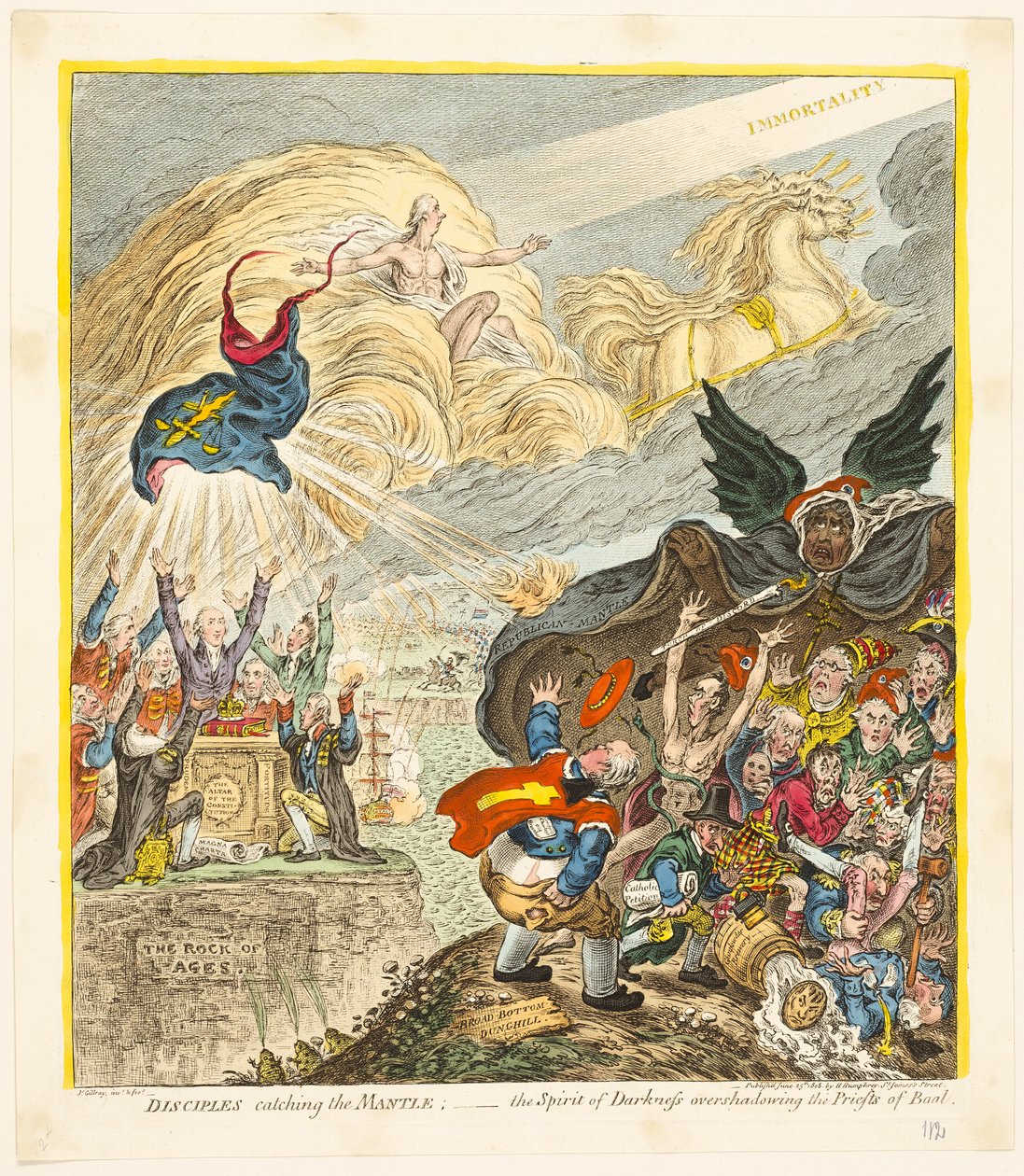 Discepoli che prendono il mantello da James Gillray
