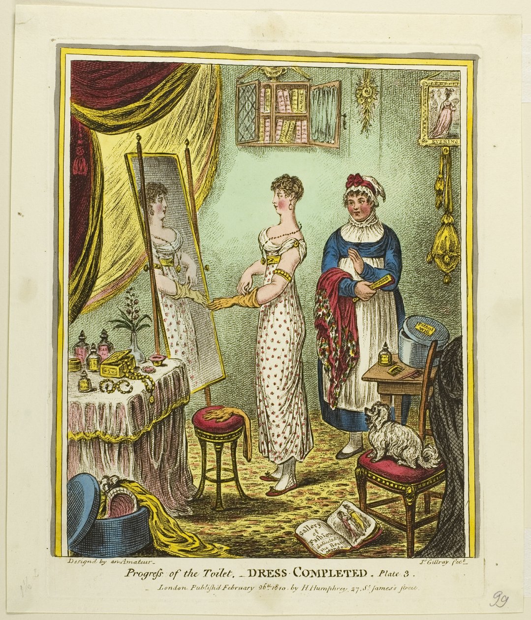 Abito completato, tavola tre di Progressi della toilette da James Gillray