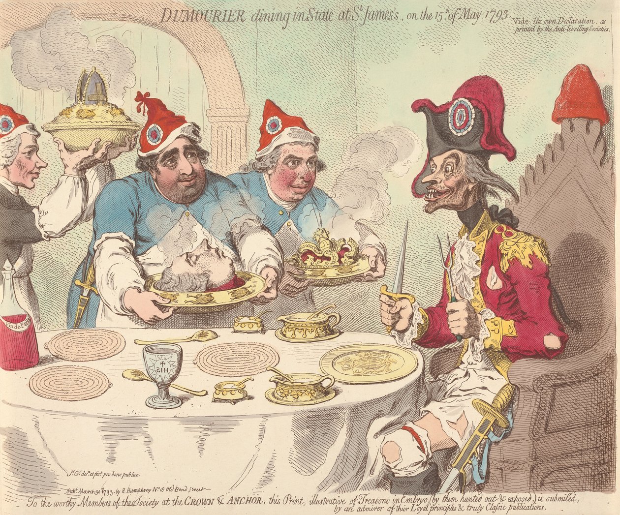 Dumouriez cena con cerimonia a St. James il 15 maggio 1793 da James Gillray
