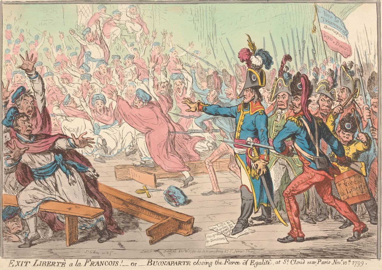 Addio alla libertà alla francese! - ovvero - Bonaparte mette fine alla farsa dell’uguaglianza, a Saint-Cloud, vicino a Parigi, il 10 novembre 1799 da James Gillray