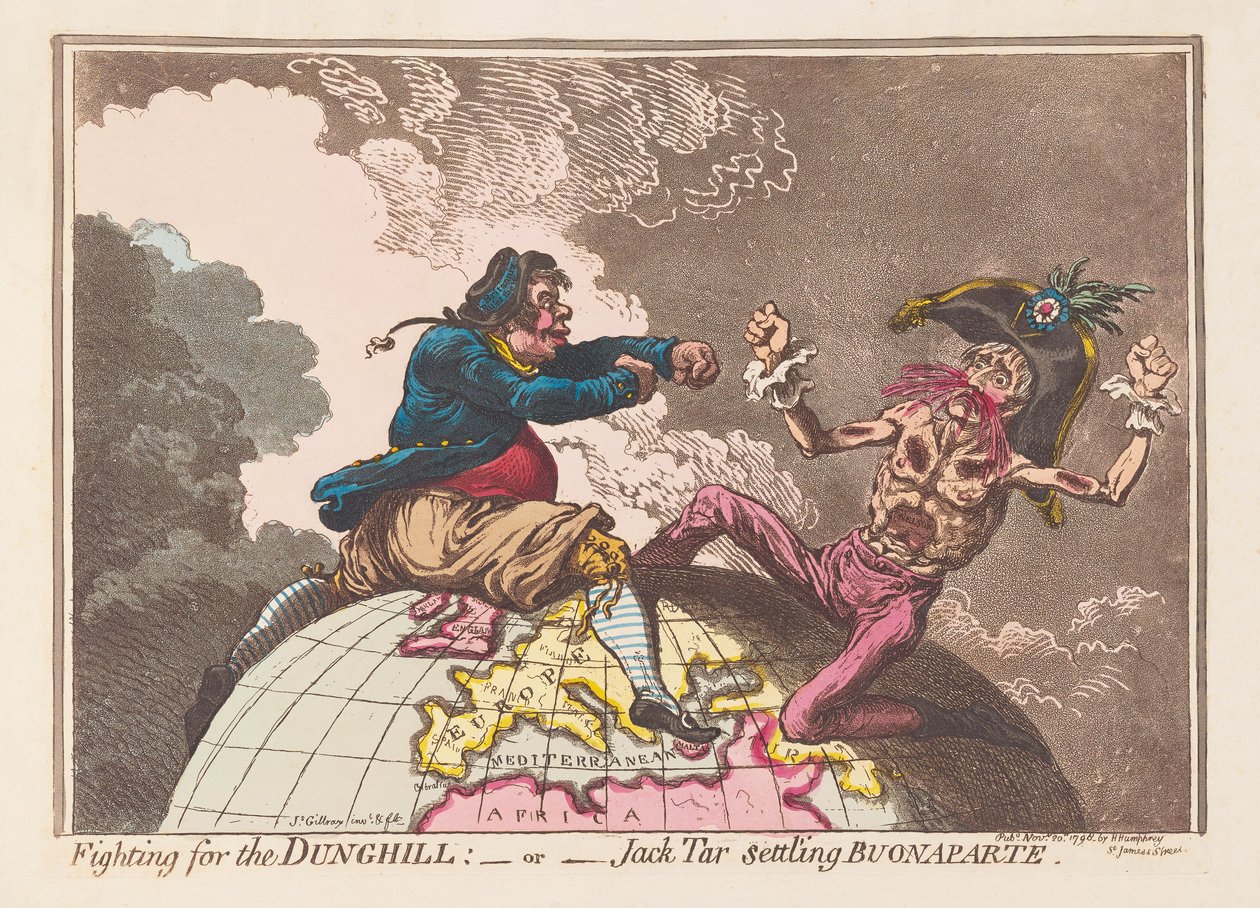 Lotta per il letamaio o Jack Tar che sistema Buonaparte, pub. 1798 da James Gillray